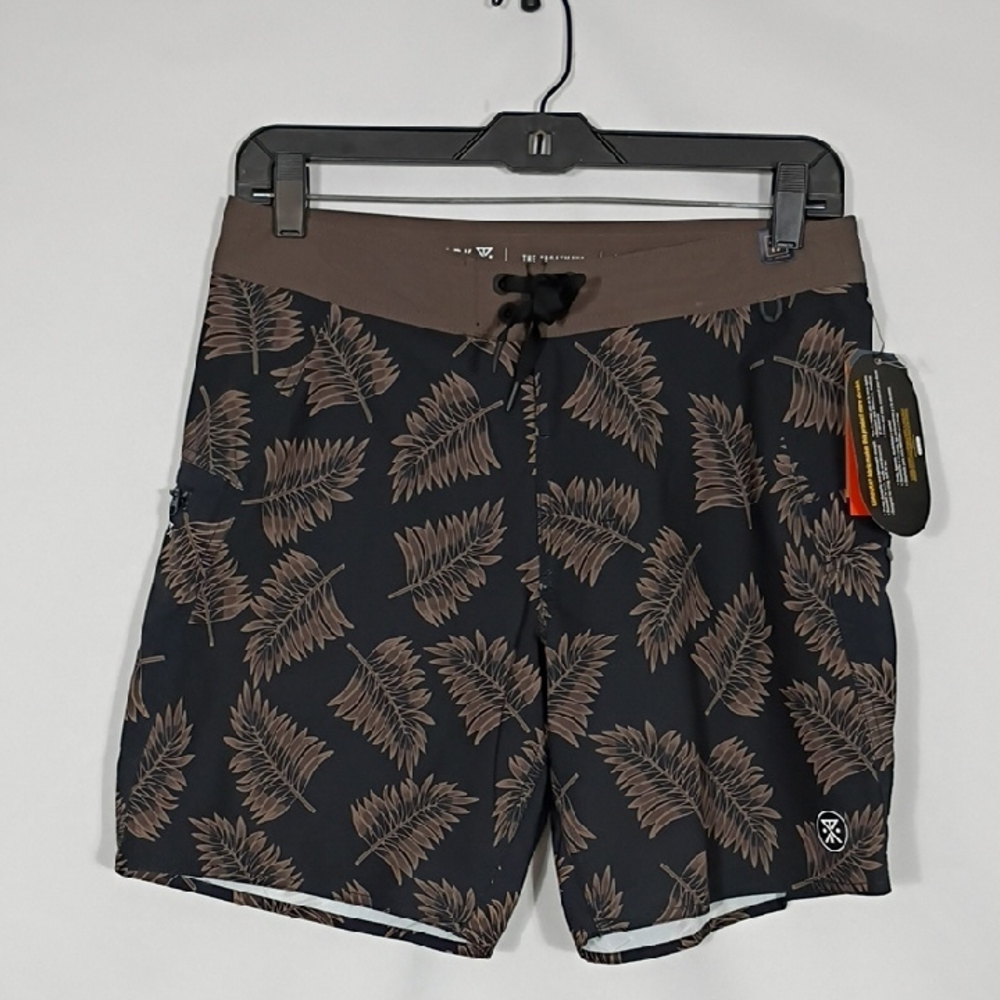 NWT Roark Boatman Black And Brown Leaf Boardshorts Mens Size 28 Cordura